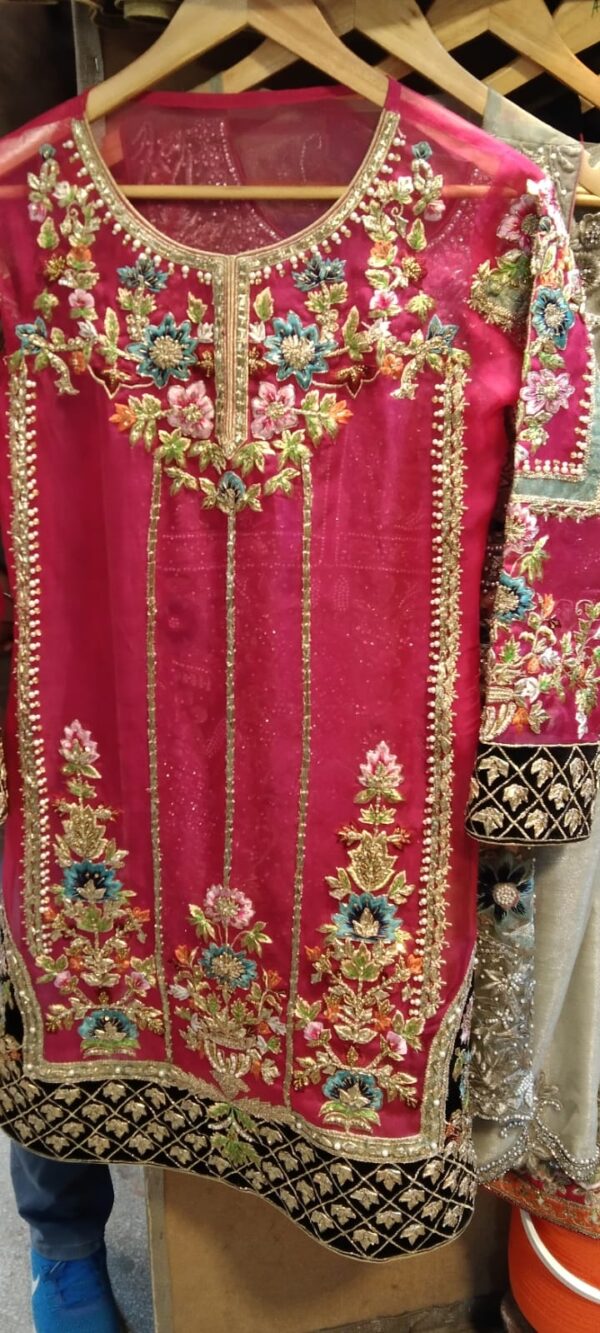 Pink Orgenza, Dupatta organza, Trowser pk rose,